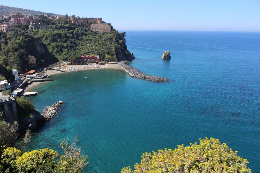 View of Sorrento Coast, Vico Equense in Italy.